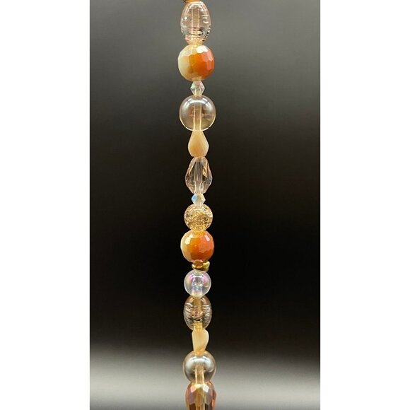 Beaded Suncatcher - Champagne Gold - Clear Crystal Prism - Hanging Decor - Picture 9 of 16